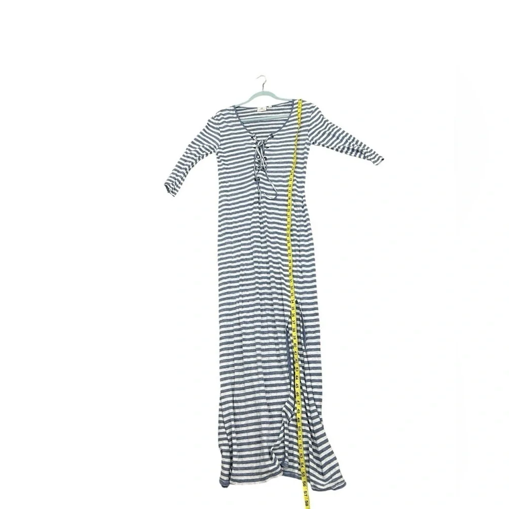 Ag Adriano Goldschmied Linen Blue Striped Lace Up Claude Maxi Dress Size XS - Picture 11 of 15